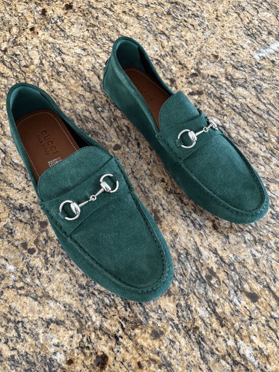 Gucci Men\'s Green Suede Loafers Size 12.5 main image 6